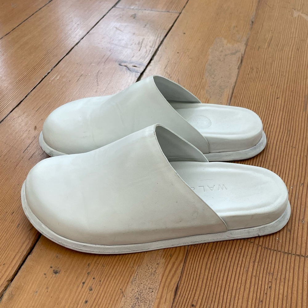 Wal & Pai all white slip-on leather clogs